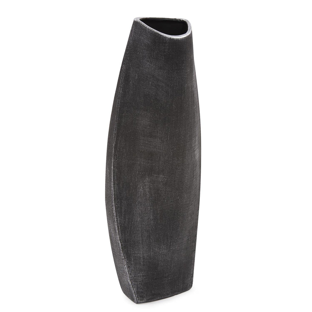 Howard Elliott Tall Free Formed Ceramic Vase in Textured Black - Diamond Home USA
