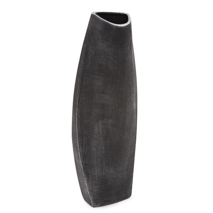 Howard Elliott Tall Free Formed Ceramic Vase in Textured Black - Diamond Home USA