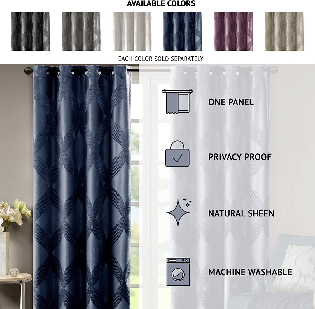 Sun Smart Bentley otal Blackout Curtains Window Ogee Knitted Jacquard Grommet 50"W X 95"L - Charcoal - Diamond Home USA