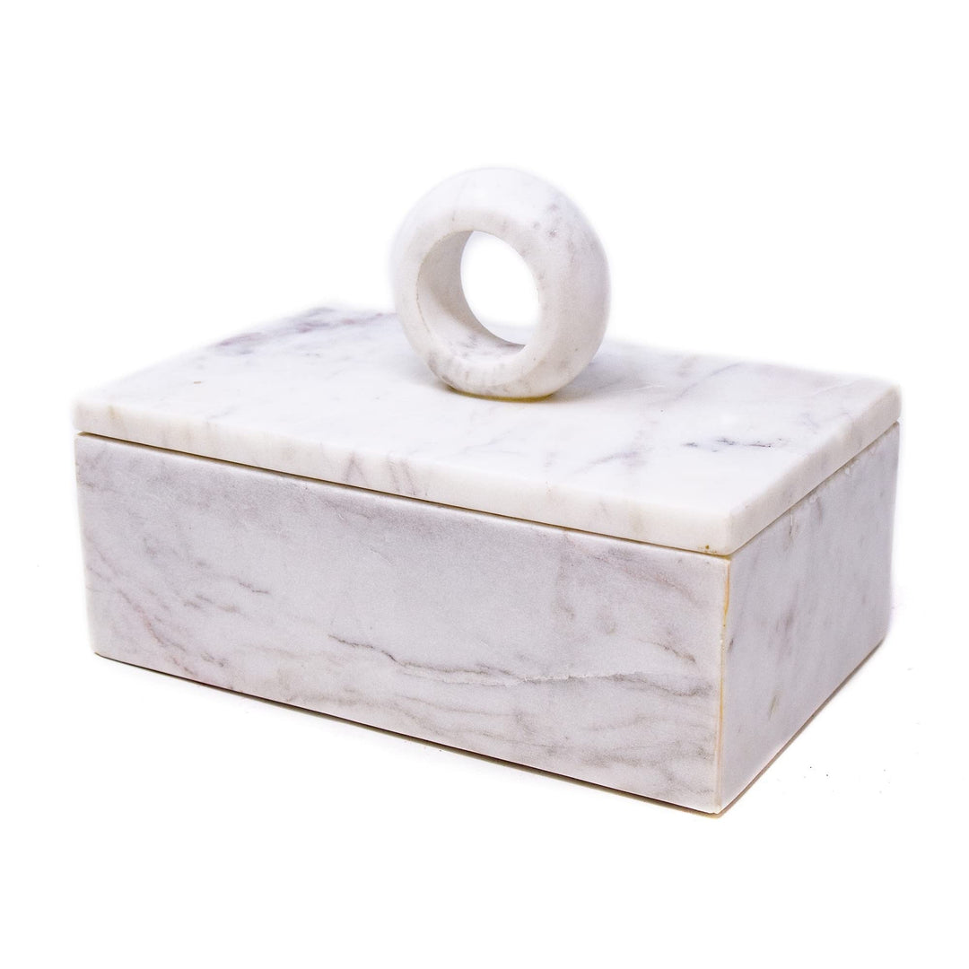 Handmade Marble Kitchen Or Jewelry Box White Bohemian Eclectic