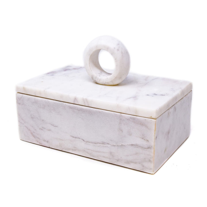 Handmade Marble Kitchen Or Jewelry Box White Bohemian Eclectic