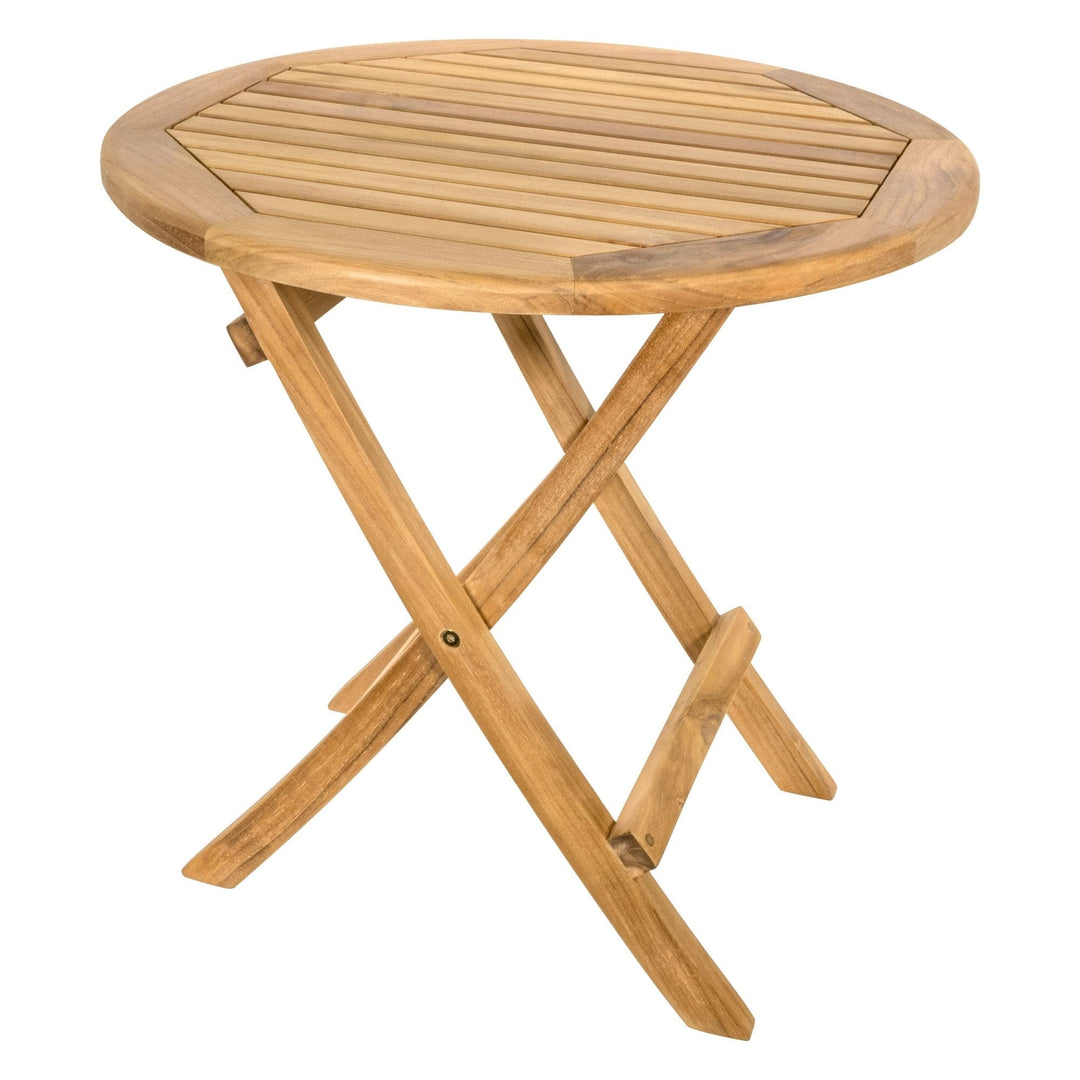 Natural Teak Round Folding Side Table 20" Beige Beach Oval