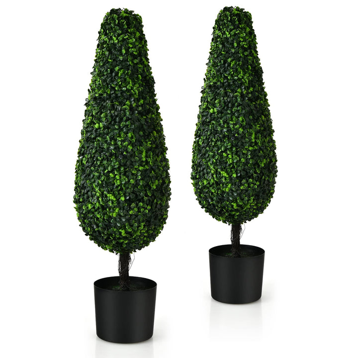 3ft Artificial Boxwood Tower Topiary Trees Decorative Greenery Plants Green