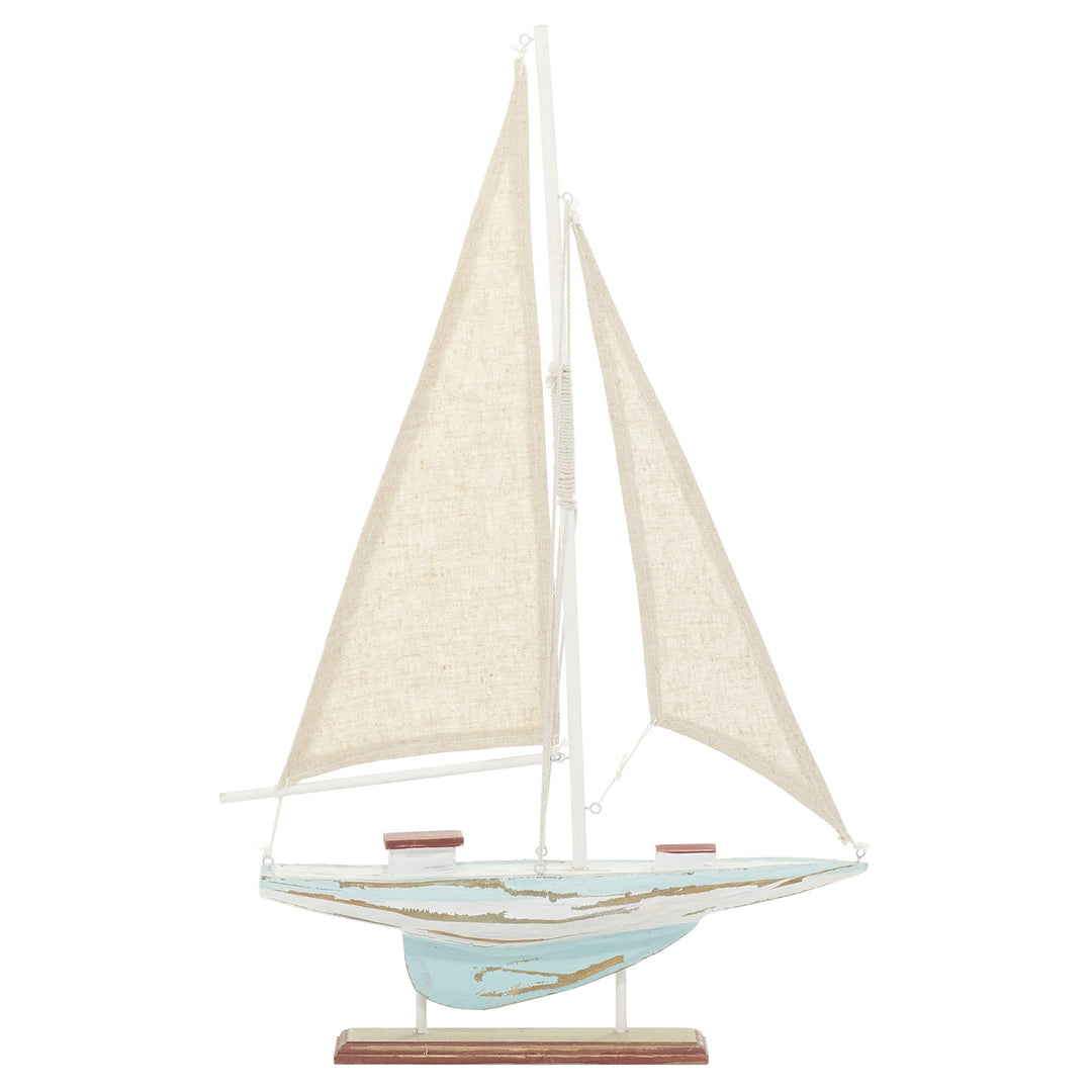 Brown Pine Coastal Sculpture Sail Boat 22 X 14 2 Nautical Wood - Diamond Home USA