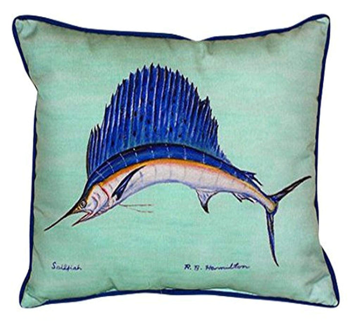 Betsy Drake Sailfish Indoor/Outdoor Pillow 16" x 20" Teal