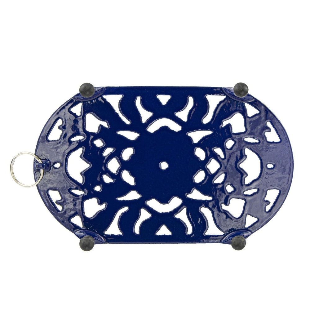 Cobalt Blue Cast Iron Oval Trivet - Diamond Home USA
