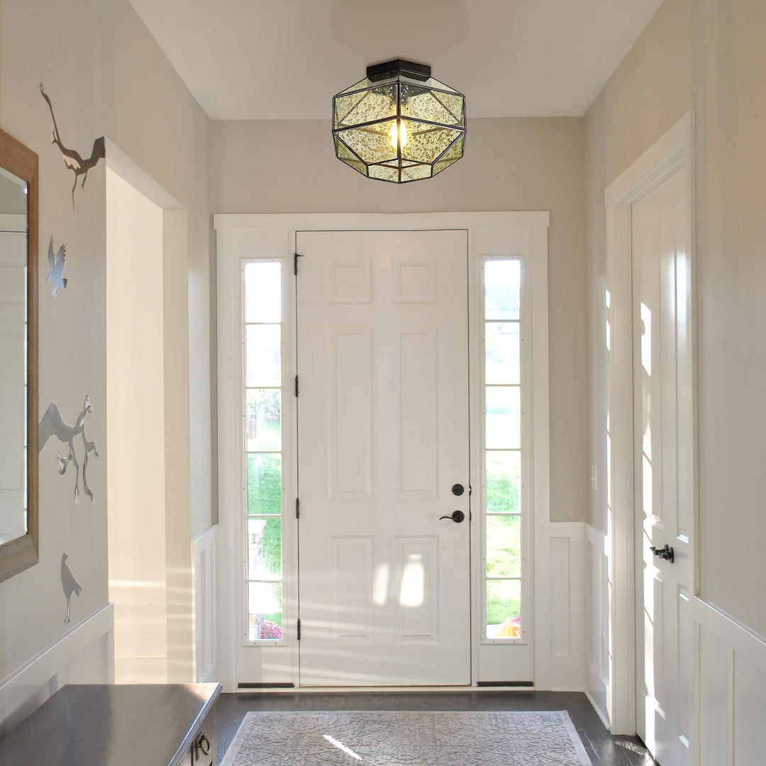 Bee 12.5" 1-light Vintage Farmhouse Iron/glass Led Flush Mount Oil Rubbed Bronze - Diamond Home USA