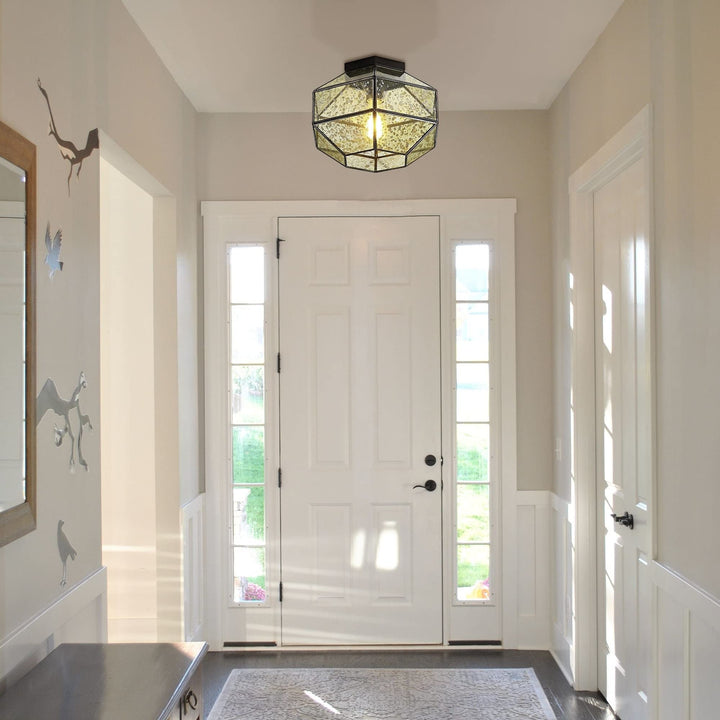 Bee 12.5" 1-light Vintage Farmhouse Iron/glass Led Flush Mount Oil Rubbed Bronze - Diamond Home USA