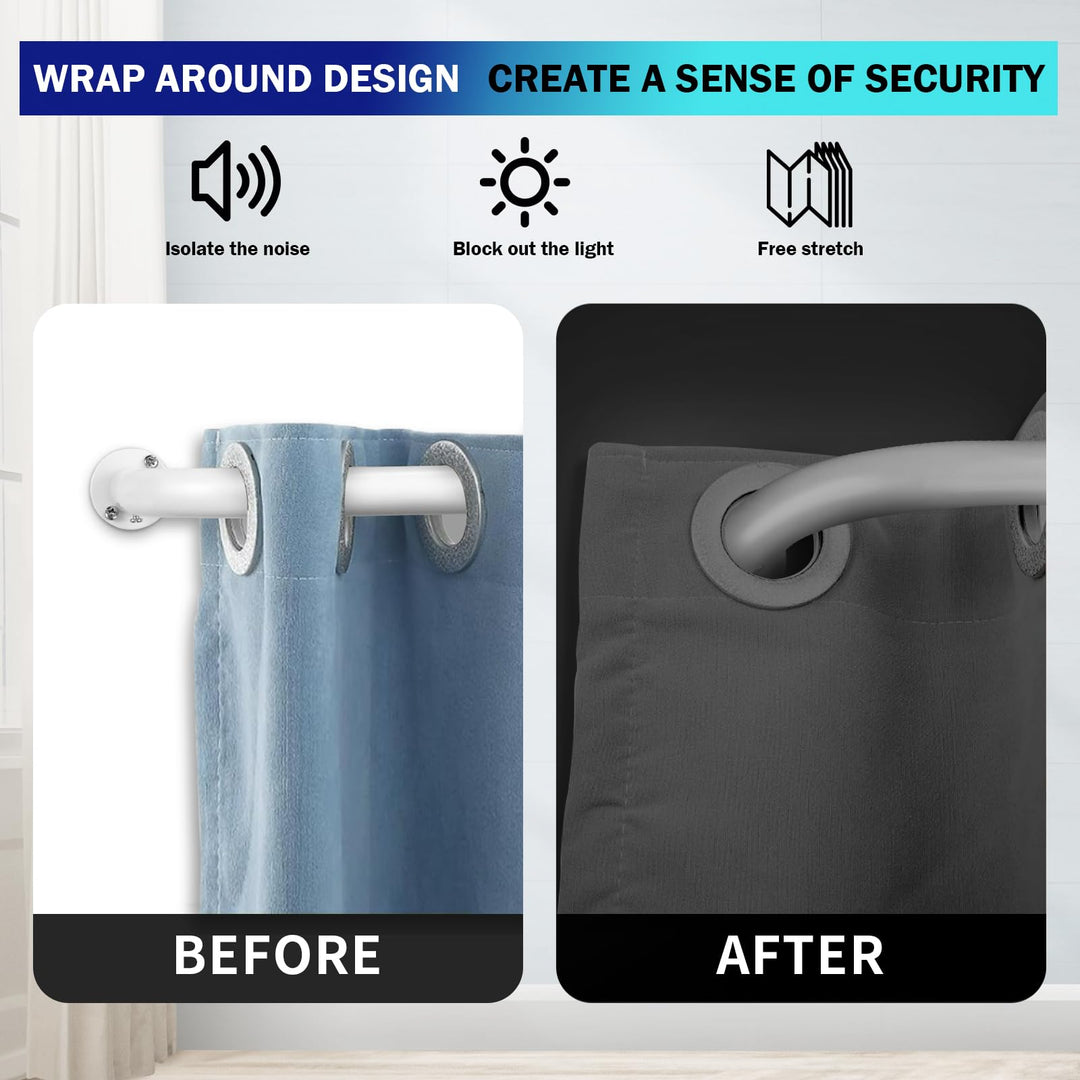 Energy aving Wrap Around Black Out Return Adjustable Window Curtain Metal Rod 84"-120" - Glossy White - Diamond Home USA