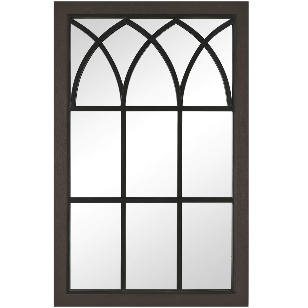 FirsTime & Co. Espresso Grandview Arched Window Mirror Rectangular Wall - Diamond Home USA