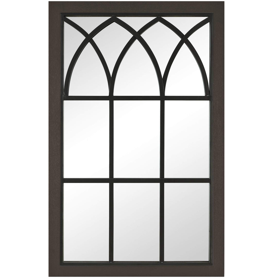 FirsTime & Co. Espresso Grandview Arched Window Mirror Rectangular Wall - Diamond Home USA