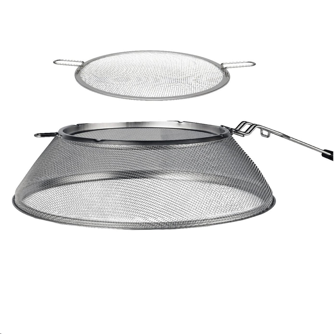 25" Hotshot Wood Burning Fire Pit Mesh Screen Silver Round Stainless Steel