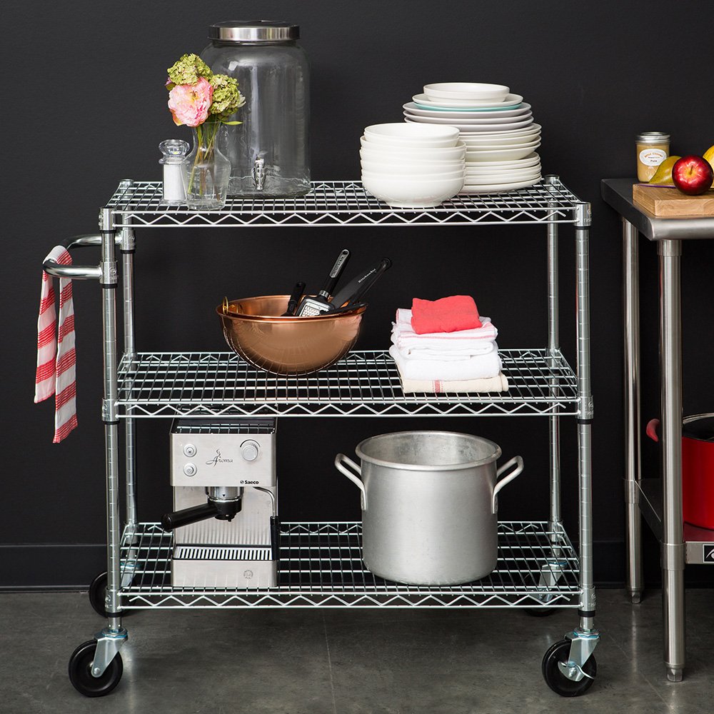TRINITY EcoStorage Heavy Duty 3 Tier Rolling Cart for Kitchen Organization - Diamond Home USA