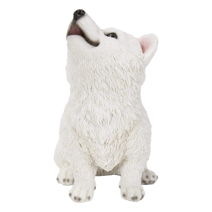 Howling American Eskimo Puppy Statue White Polyresin - Diamond Home USA