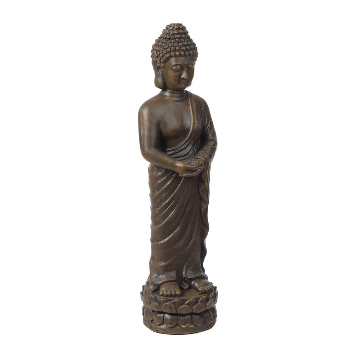 Brown Mgo tative Standing Buddha Garden Statue Oriental Magnesium Oxide - Diamond Home USA