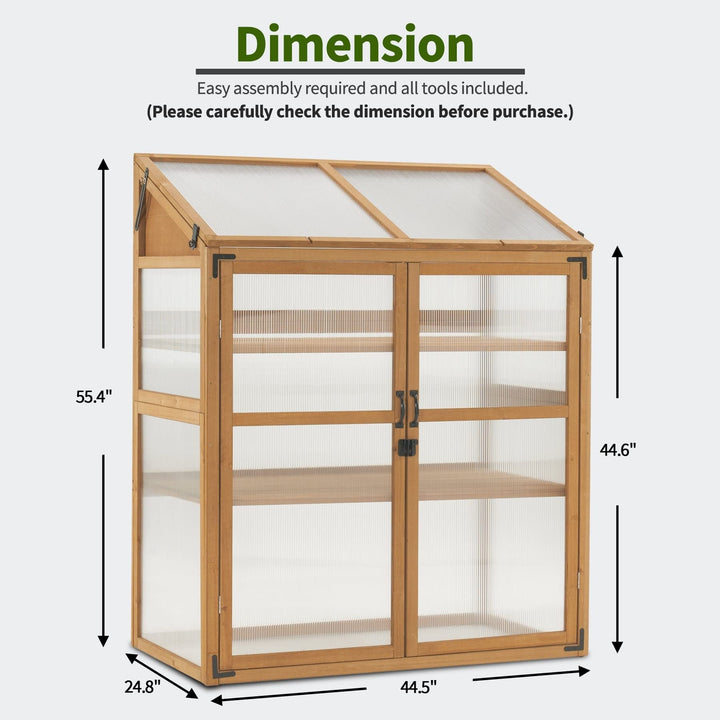 Cold Frame Large Wooden Greenhouse Cabinet Garden with Adjustable Natural - Diamond Home USA