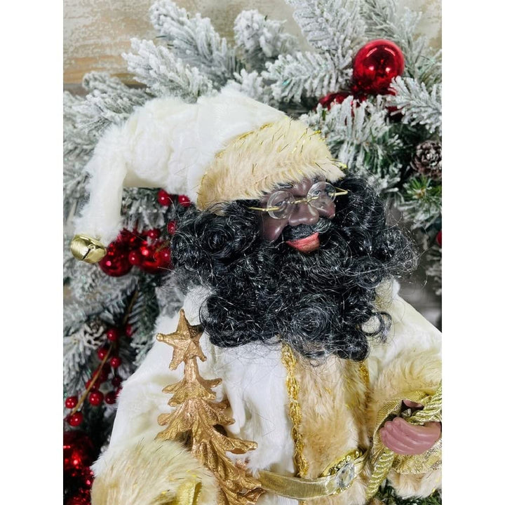 Santa's Workshop 15" Black Claus 15 White Resin - Diamond Home USA