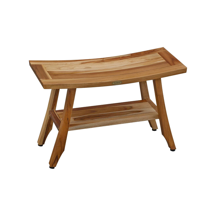 28" Extended Length Solid Teak Shower athroom ench with Storage Shelf Finish - Diamond Home USA
