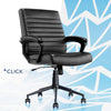 Click365 Transform 3.0 Extra Comfort Ergonomic Mid Back Channel Stitching Desk Black Bonded Leather