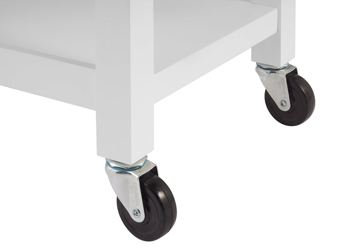 TRINITY 30-Inch Wood Kitchen Coffee Cart with Wheels Two Shelves and - Diamond Home USA