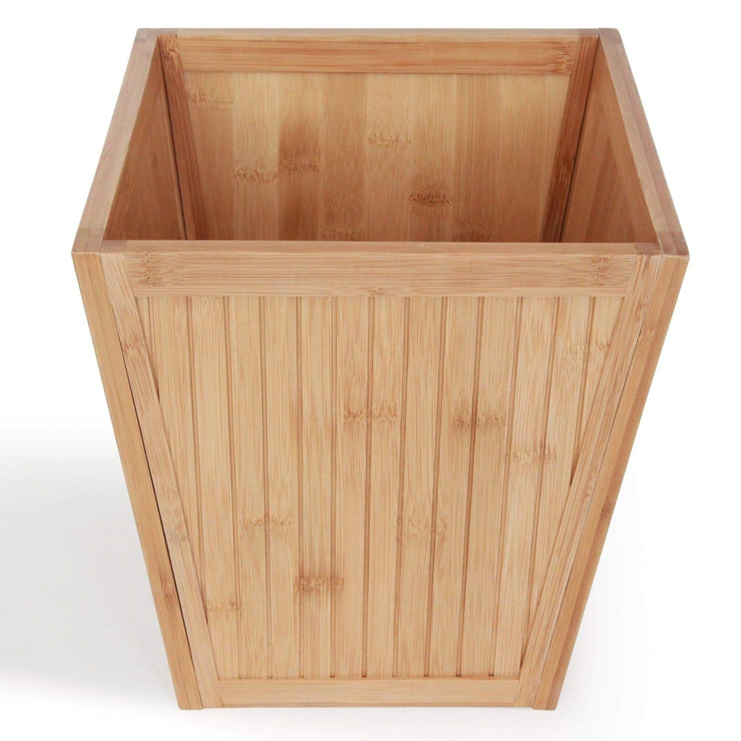 Wooden Wastebasket Trash Can Brown Rectangle Wood M
