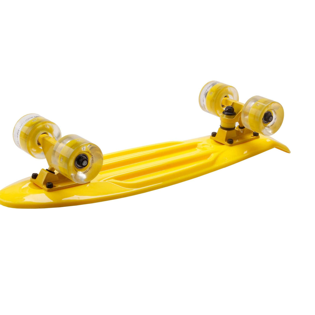 22 Inch Highly Flexible Cruiser Skateboard with Led Light Up Pu Wheels Yellow - Diamond Home USA