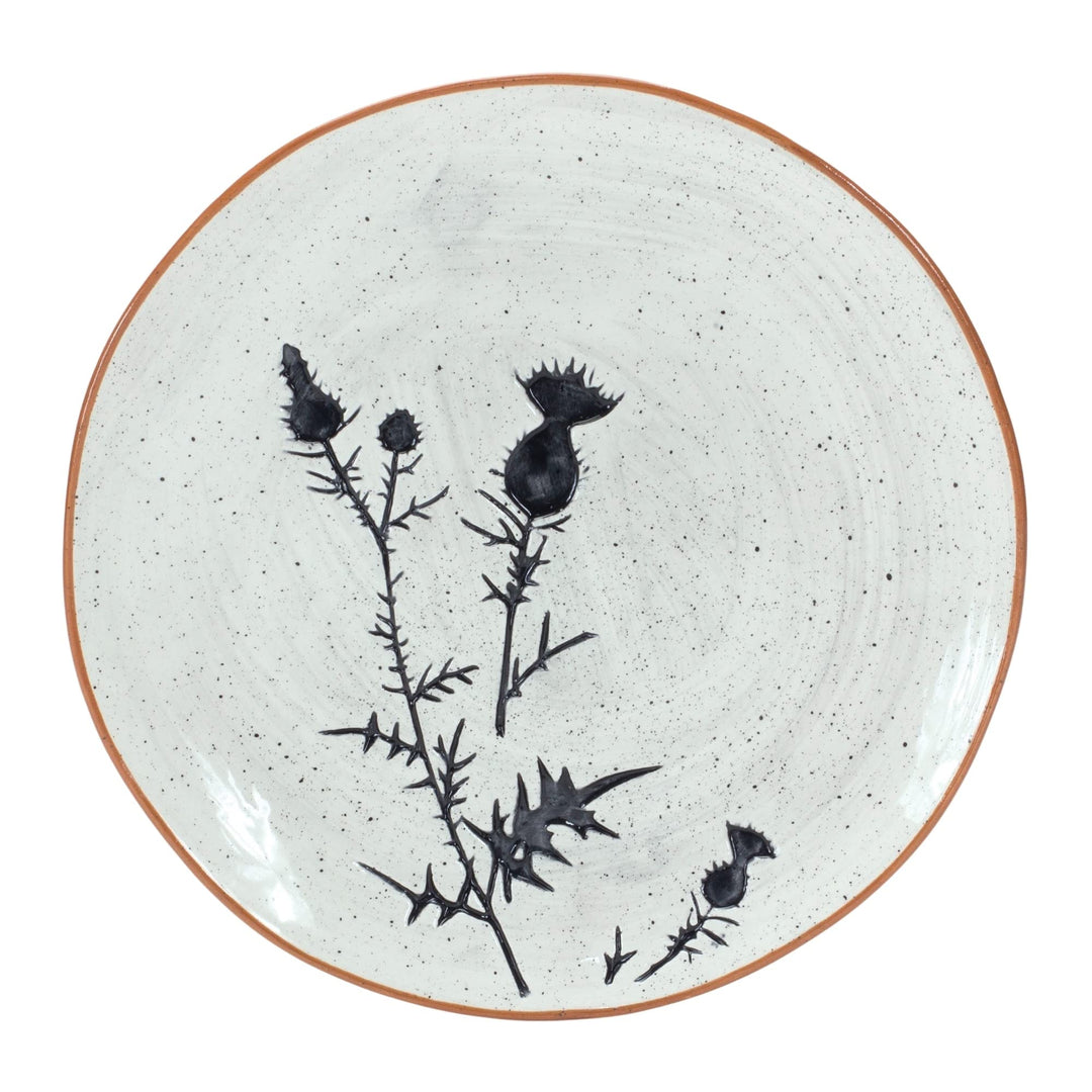 Ceramic Plate (Set Of 4) 8' X 10' Off/White Floral Country Round 4 Piece - Diamond Home USA