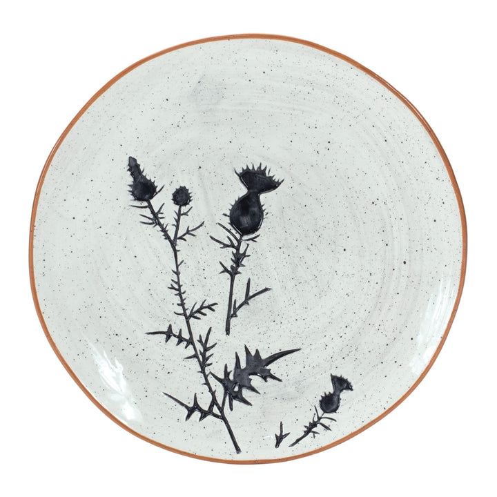 Ceramic Plate (Set Of 4) 8' X 10' Off/White Floral Country Round 4 Piece - Diamond Home USA