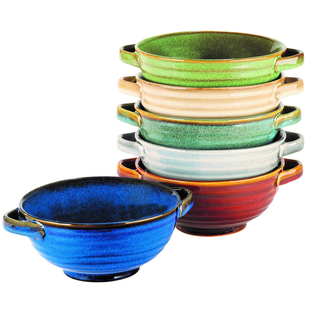 Reactive Glaze 20 Oz. Soup Crocks Set of 6 Multi Color Holiday Farmhouse - Diamond Home USA