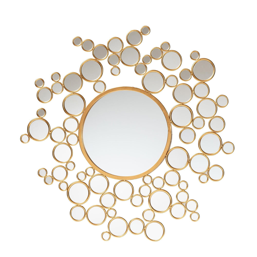 Modern Glam and Antique Goldleaf Metal Bubble Accent Wall Mirror Goldleaf - Diamond Home USA