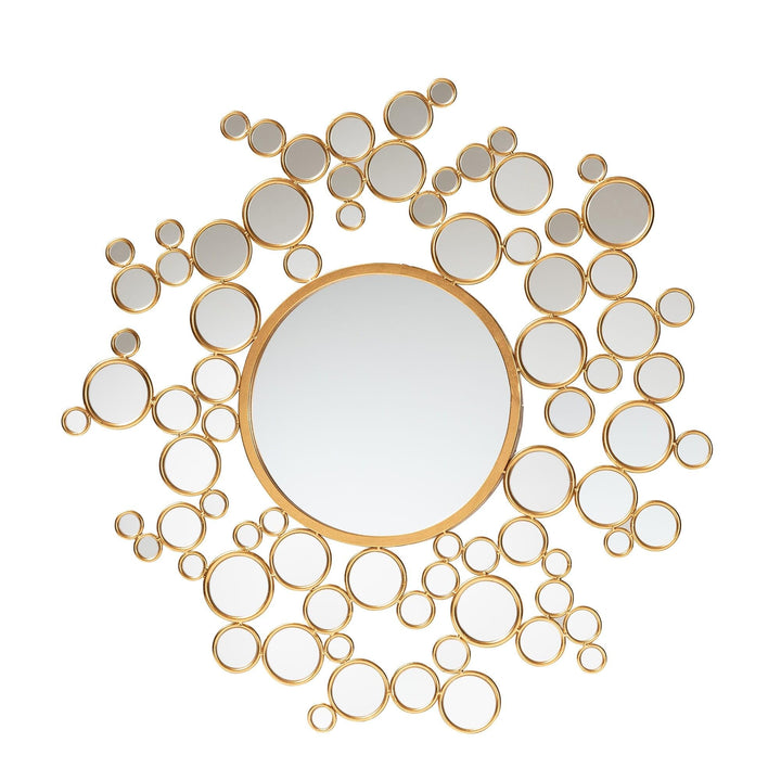Modern Glam and Antique Goldleaf Metal Bubble Accent Wall Mirror Goldleaf - Diamond Home USA