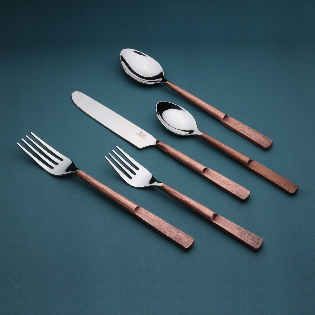 INOX Artisans Celia Copper Antique 20 Piece Flatware Set - Diamond Home USA
