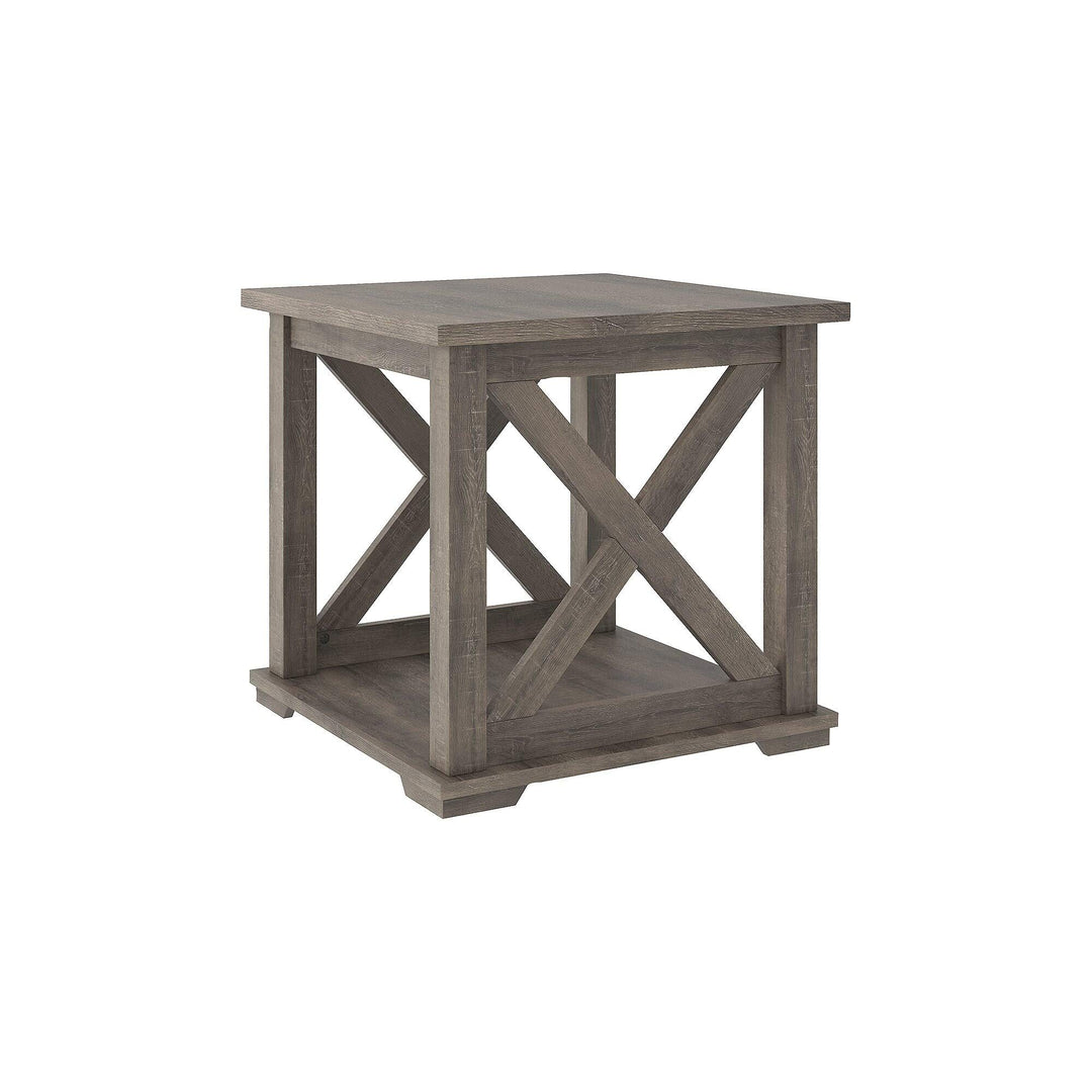 Bristle Ridge Grey Square End Table Modern Contemporary Wood Distressed Lift Top - Diamond Home USA