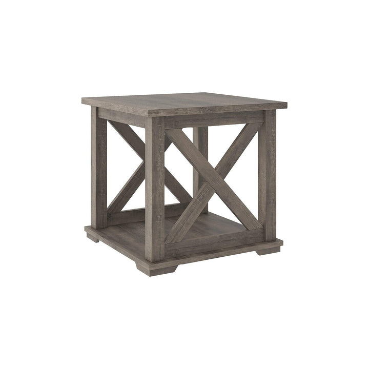Bristle Ridge Grey Square End Table Modern Contemporary Wood Distressed Lift Top - Diamond Home USA