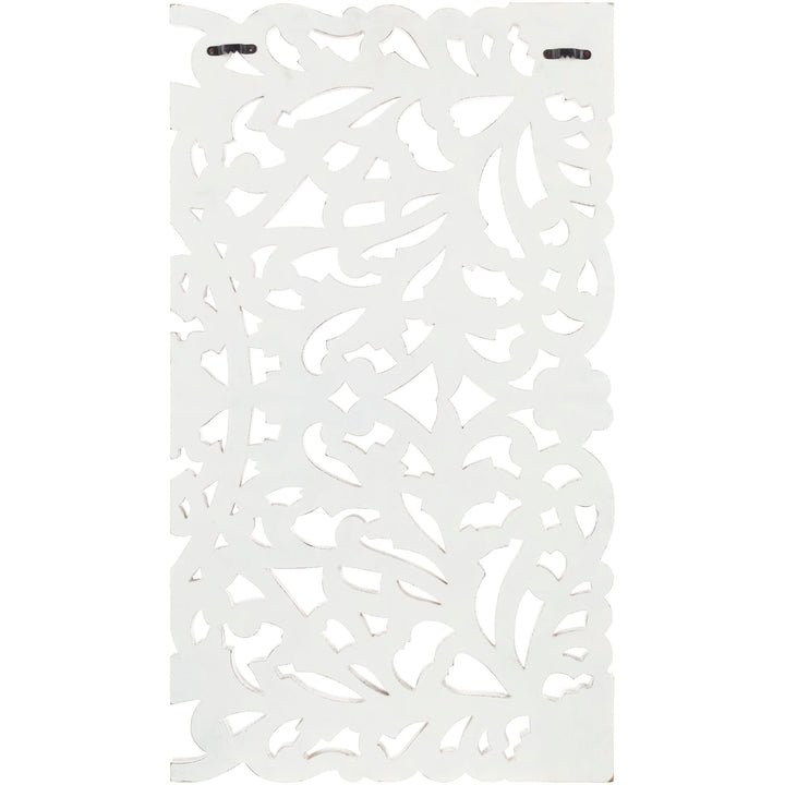 Floral Hand Carved White Wooden 48x28-inch 3-panel Wall Art Transitional - Diamond Home USA