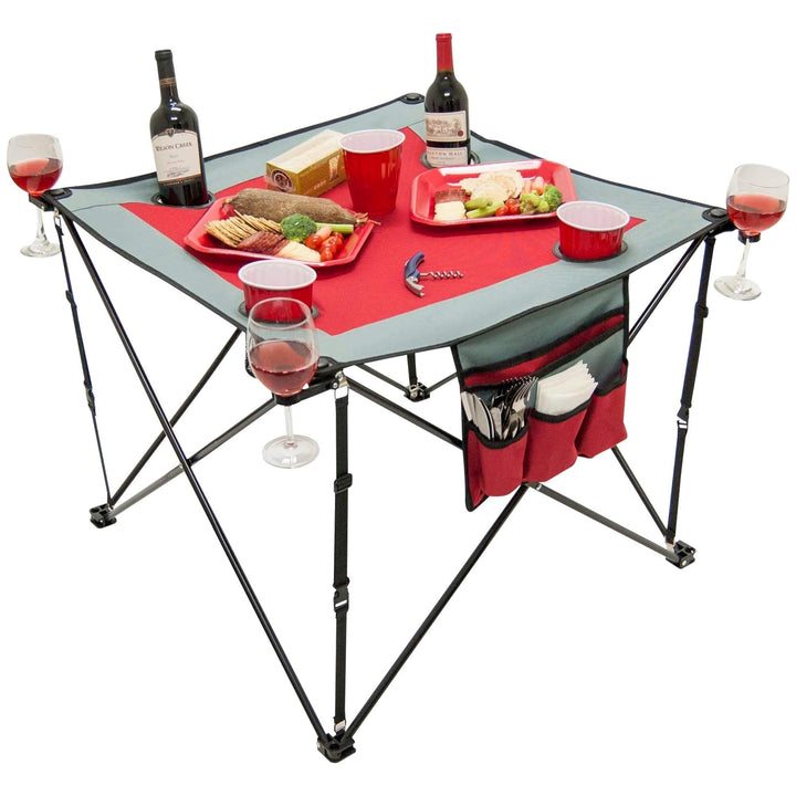 Folding Wine Table Burgundy/Gray Red - Diamond Home USA