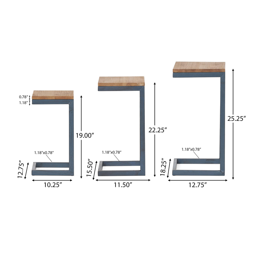 Christopher Knight Home Savannah Fir Wood Nesting Tables 12.75”D x 18.”W x . - Diamond Home USA