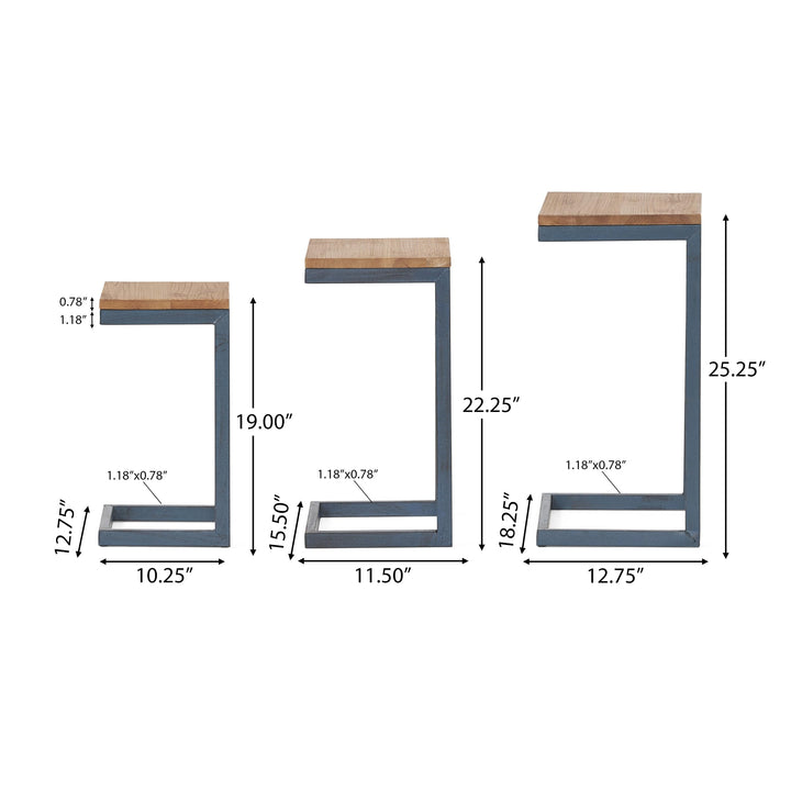Christopher Knight Home Savannah Fir Wood Nesting Tables 12.75”D x 18.”W x . - Diamond Home USA