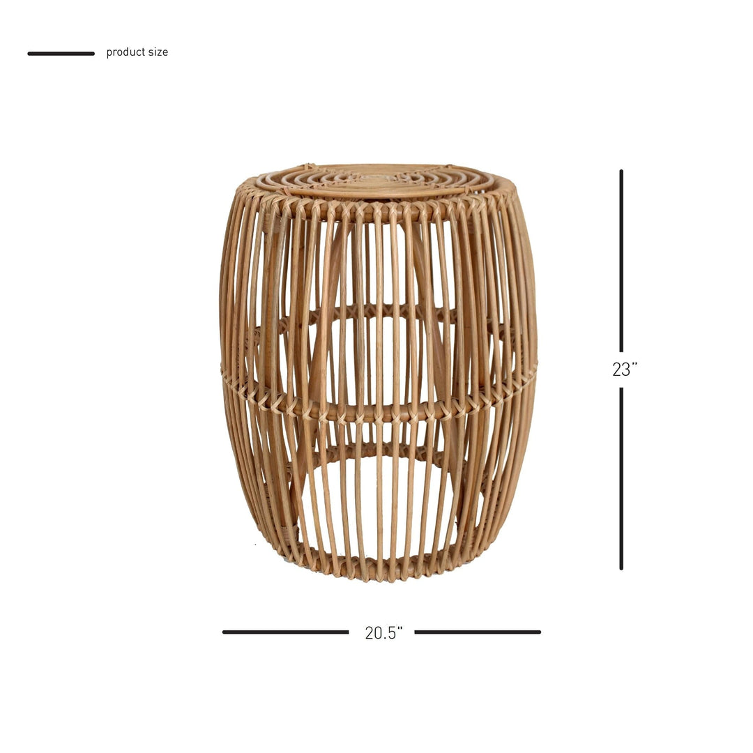 New Pacific Direct Keegan Round Rattan End Table Natural