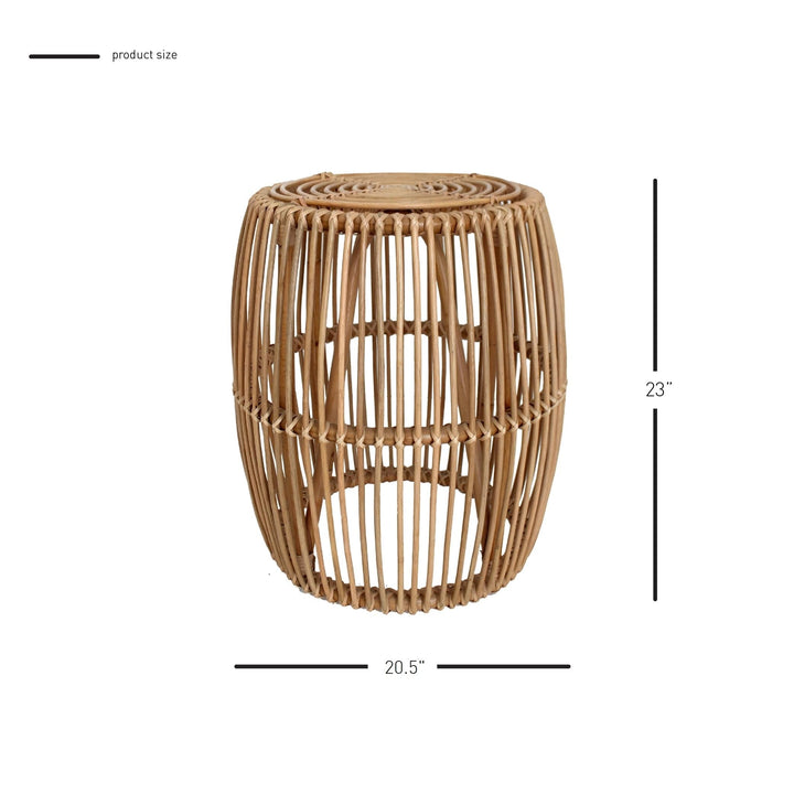 New Pacific Direct Keegan Round Rattan End Table Natural
