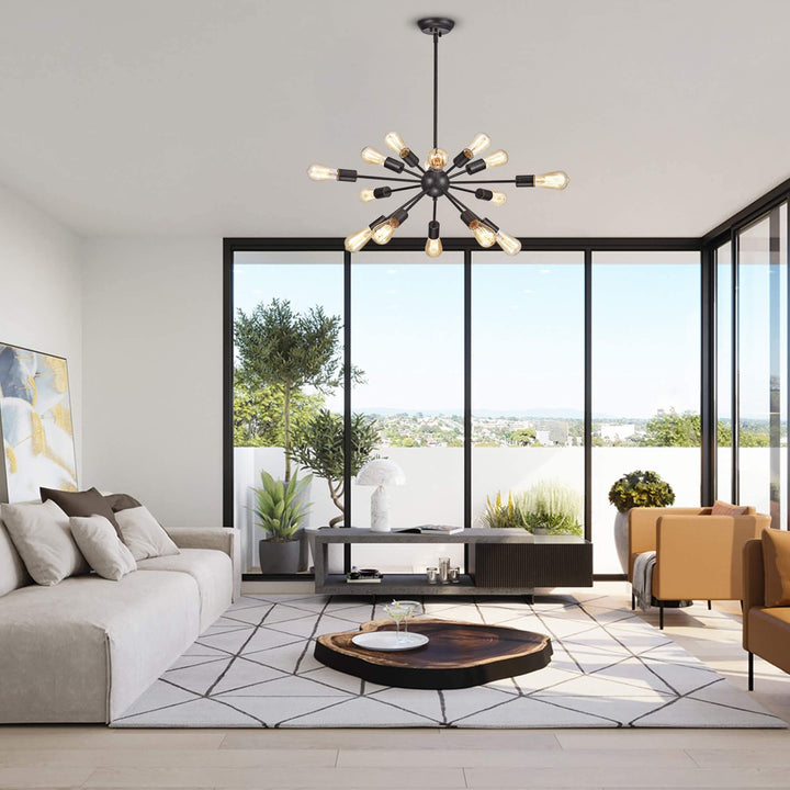 The Lighting Store Lorena Sputnik Antique Black 15-Light Industrial Pendant - Diamond Home USA