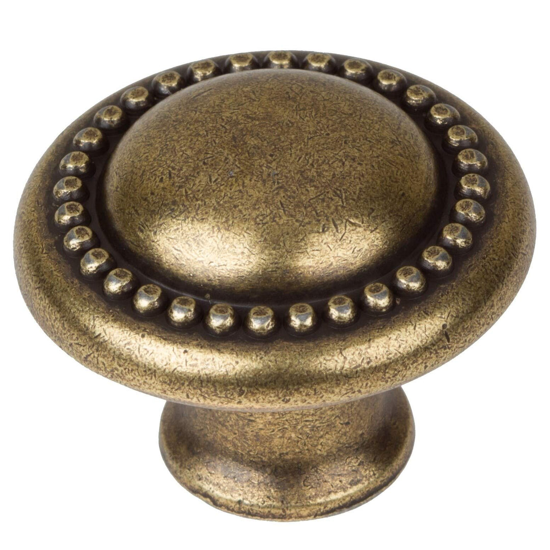 1.25-inch Antique Brass Round Beaded Cabinet Knobs (Pack of 25) Metal Finish