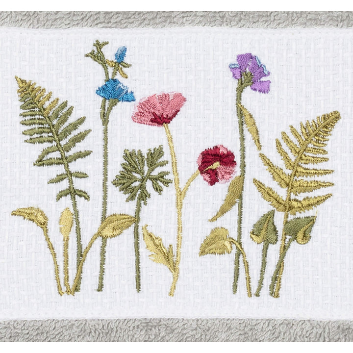 Authentic Hotel and Spa Grey Turkish Cotton Wildflowers Embroidered 4 Piece - Diamond Home USA