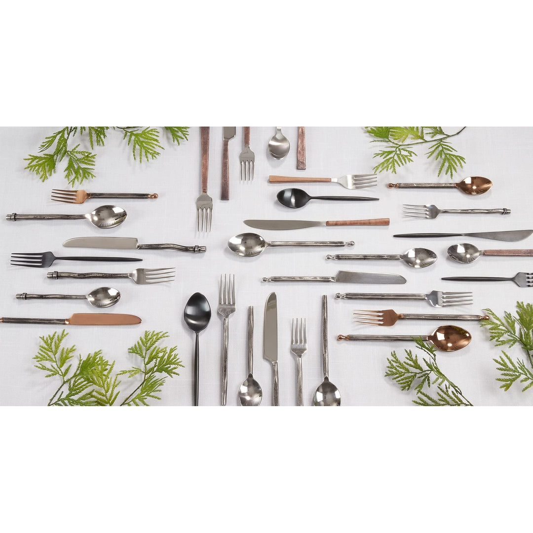 Stainless Steel Flatware With Wood Handle Design (Set Of 5) Tan - Diamond Home USA