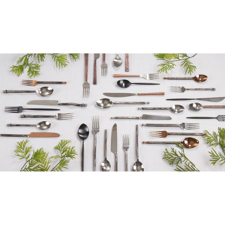 Stainless Steel Flatware With Wood Handle Design (Set Of 5) Tan - Diamond Home USA