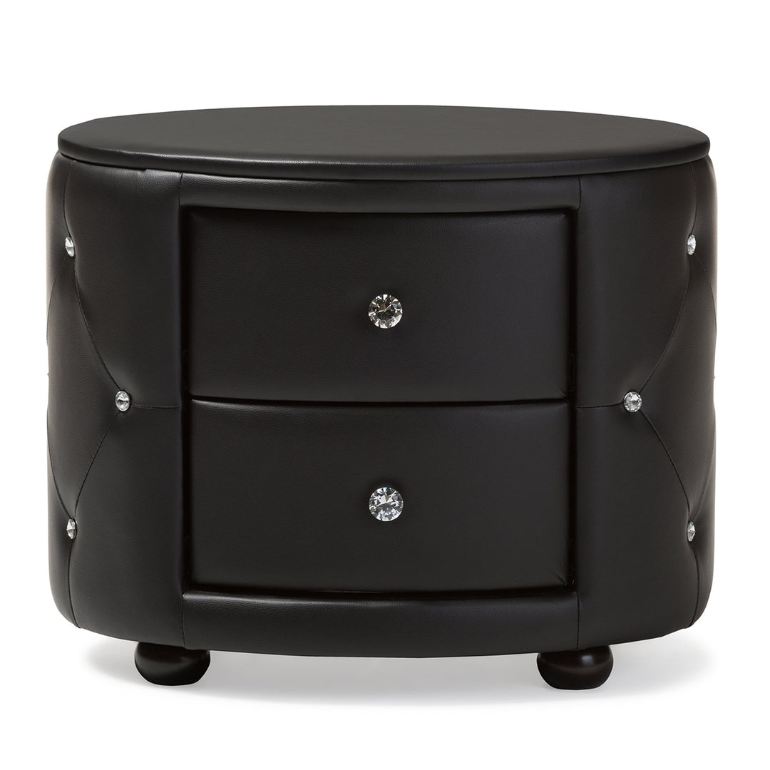 Baxton Studio Davina Hollywood Glamour Style Oval 2-Drawer Faux Leather - Diamond Home USA
