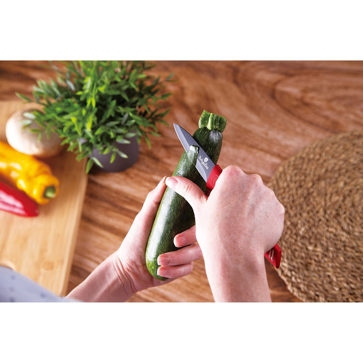 8-piece Knife Set W/Acrylic Stand Burgundy Stainless Steel 8 Piece Dishwasher - Diamond Home USA