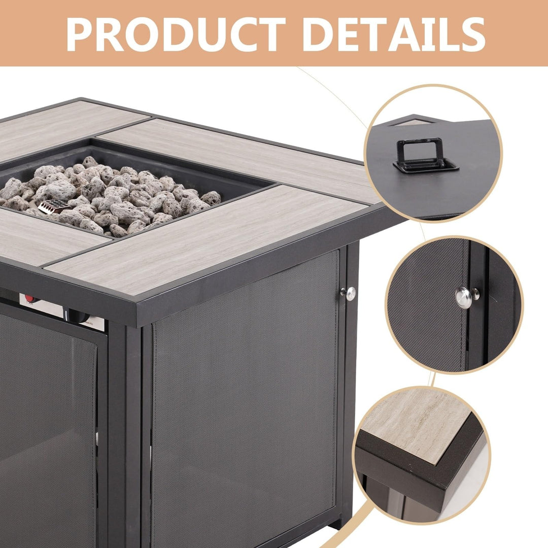 Patio Outdoor Gas Fire Pit Table 32 Inch Btu Rectangle Propane Inch Black Square - Diamond Home USA