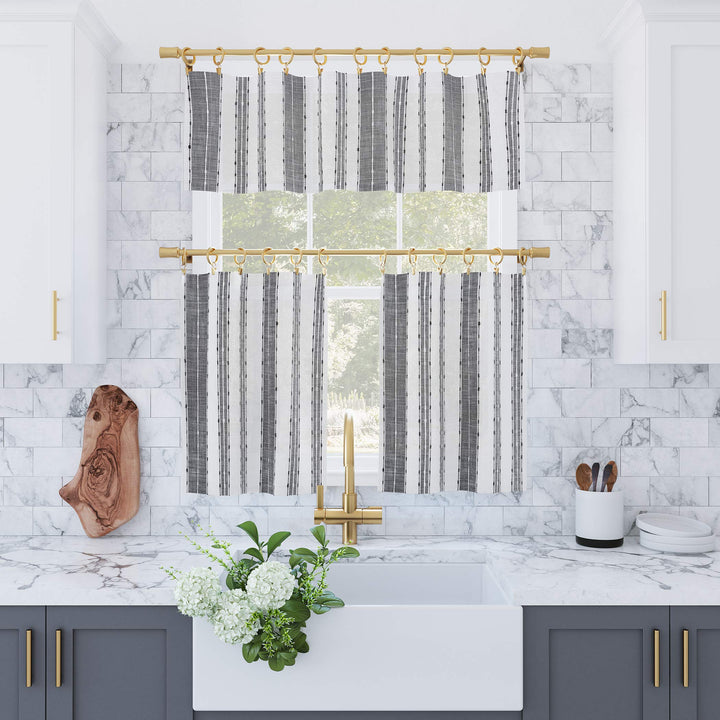 Archaeo Slub Texture Stripe Cotton Curtain Pair