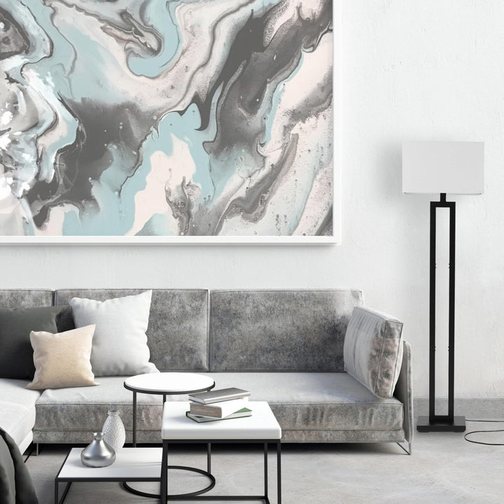 Globe Electric 67046 D'Alessio 58" Floor Lamp Matte Black White Linen Shade - Diamond Home USA